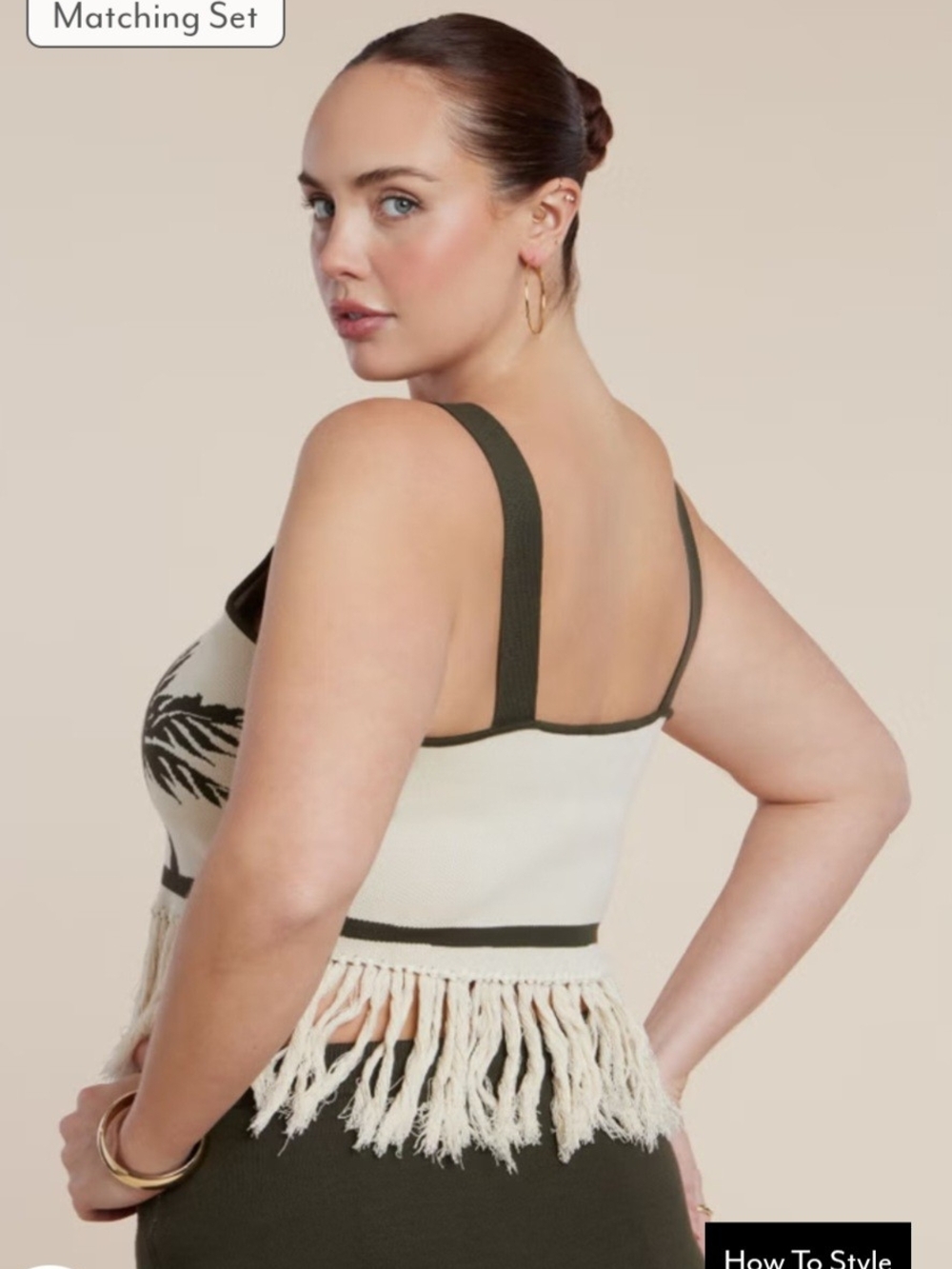 Eloquii Intarsia Skirt AND Fringe Cropped Tank (2 PIECE SET) - Picture 6 of 13